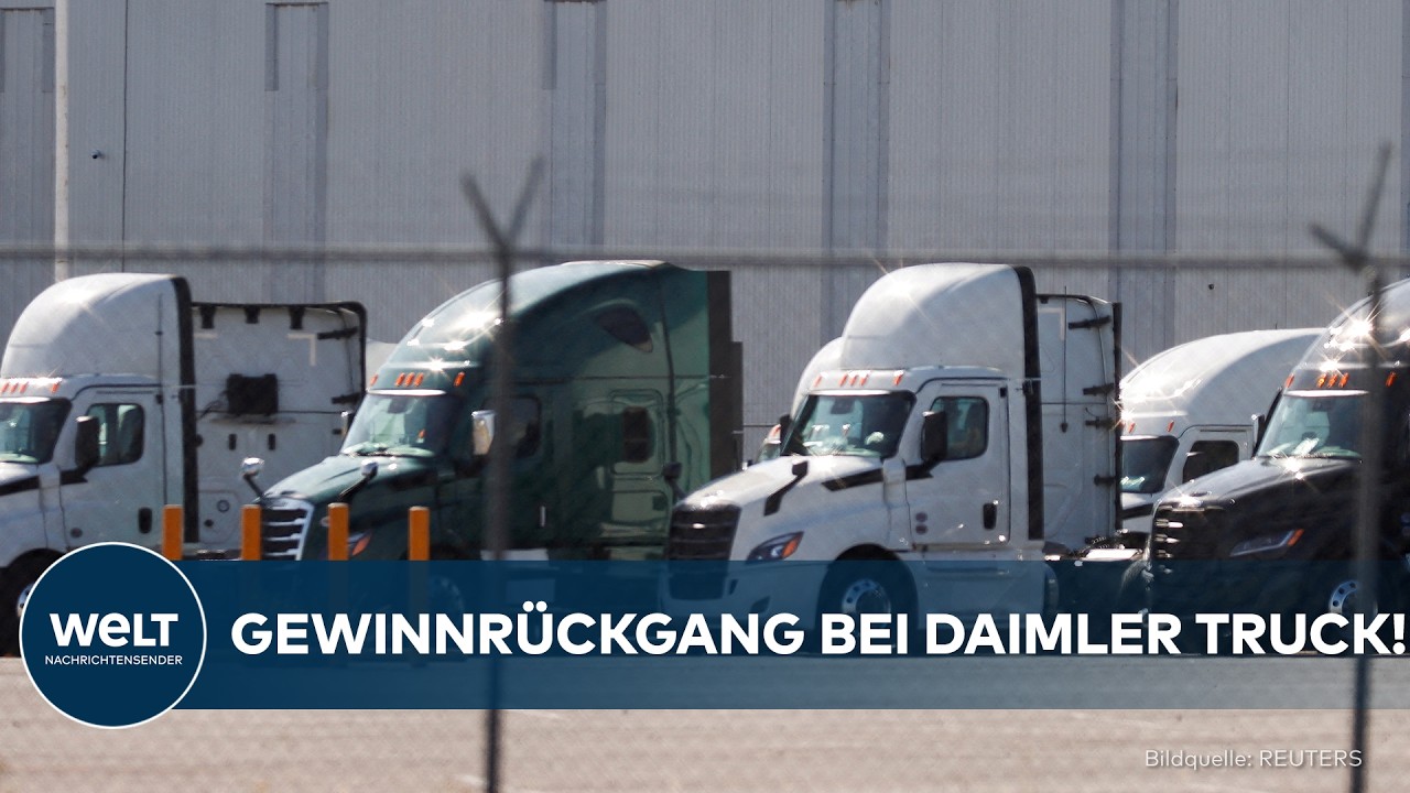 Daimler Truck Gewinn – Daimler Truck Lkw auf einer Autobahn – Gewinneinbruch durch US-Zölle und schwaches Nordamerika-Geschä…