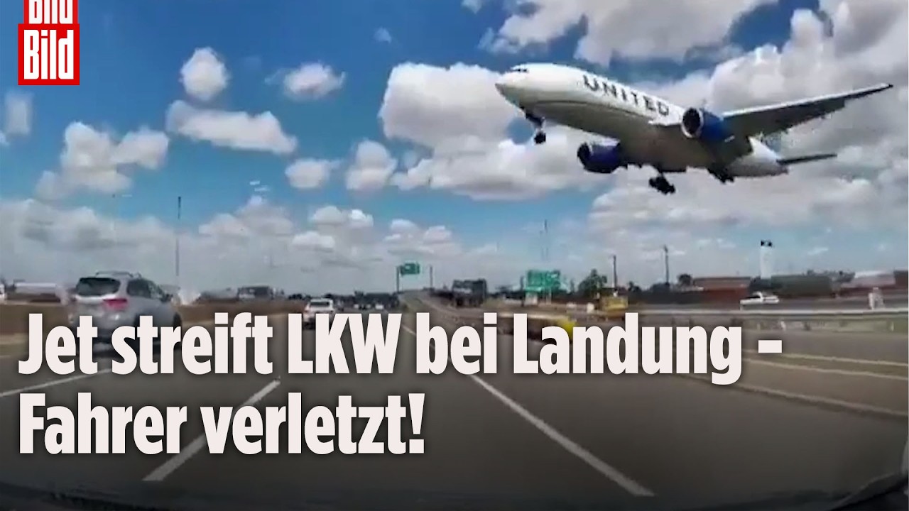 United Airlines Zwischenfall Newark – United-Airlines-Jet beim Landeanflug auf den Flughafen Newark – Zwischenfall mit Licht…