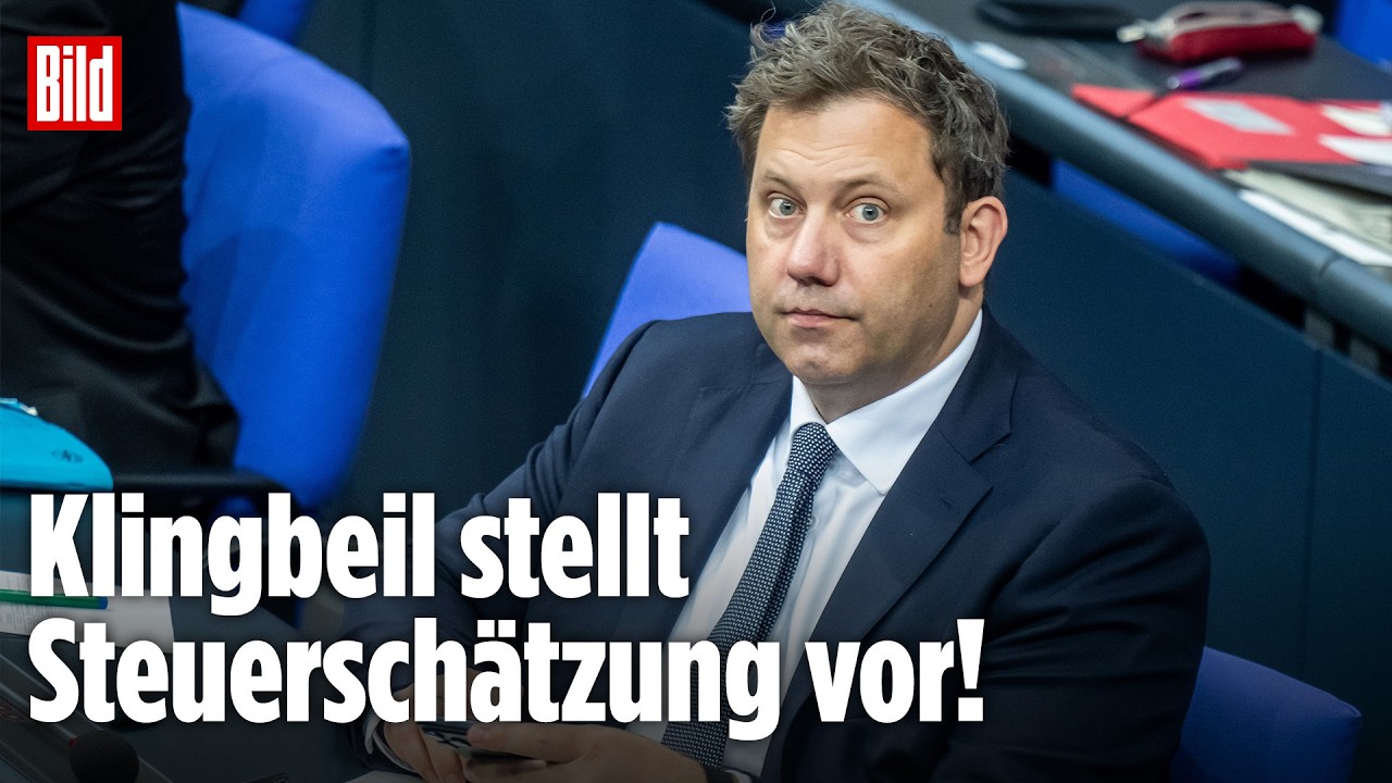 Bundesfinanzminister Lars Klingbeil bei der Pressekonferenz zur Steuerschätzung 2026 in Berlin