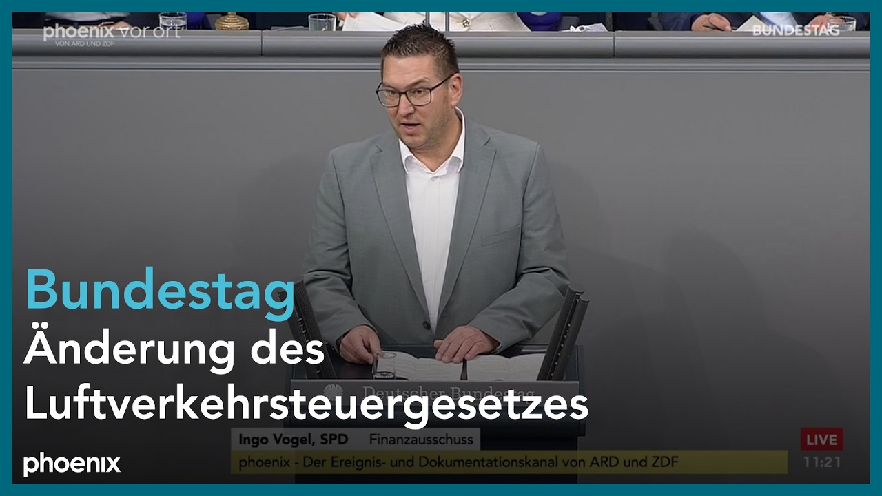 Blick in den Deutschen Bundestag während der Debatte zur Senkung der Luftverkehrsteuer im Mai 2026