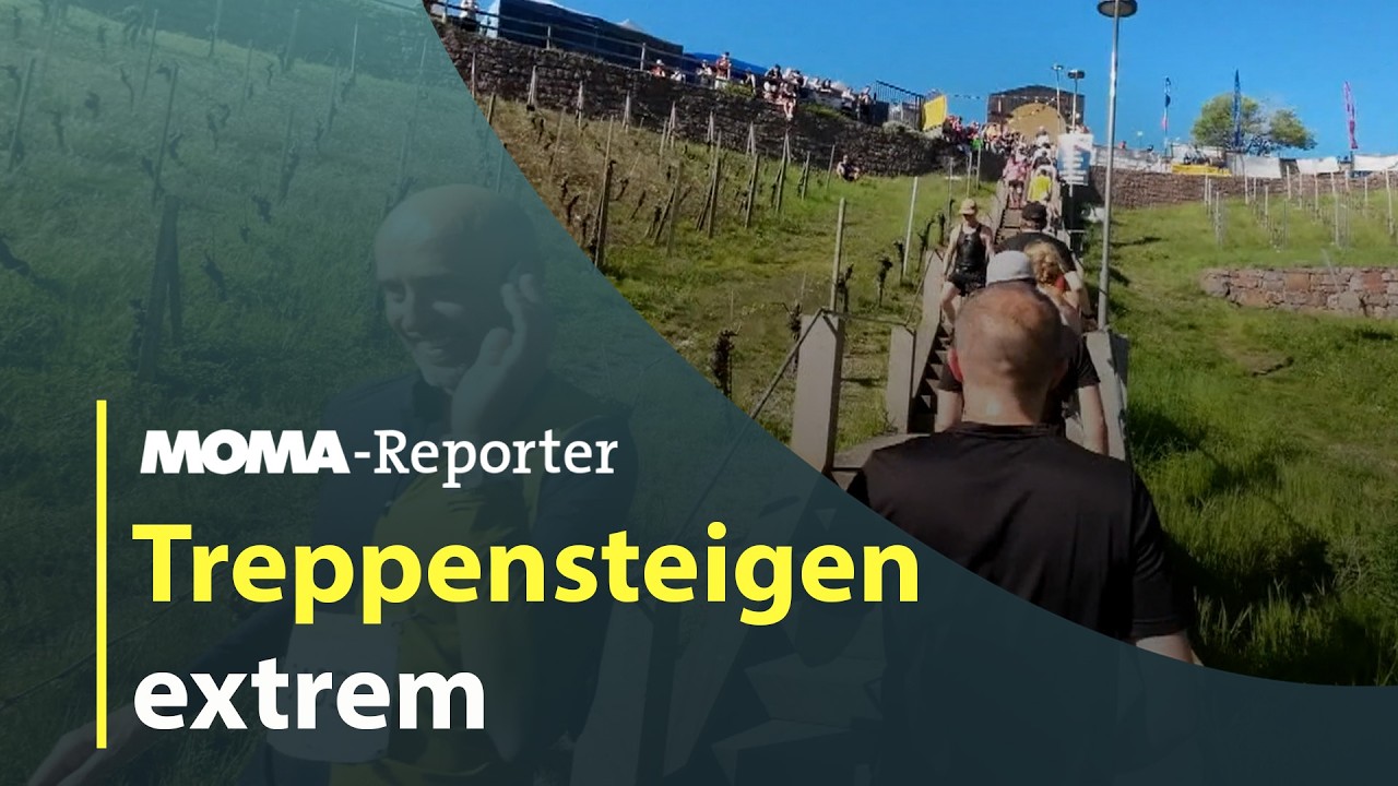 Athleten laufen beim Treppenmarathon in Radeboehl die Spitzhaustreppe hinauf – Extremsport auf 39.700 Stufen