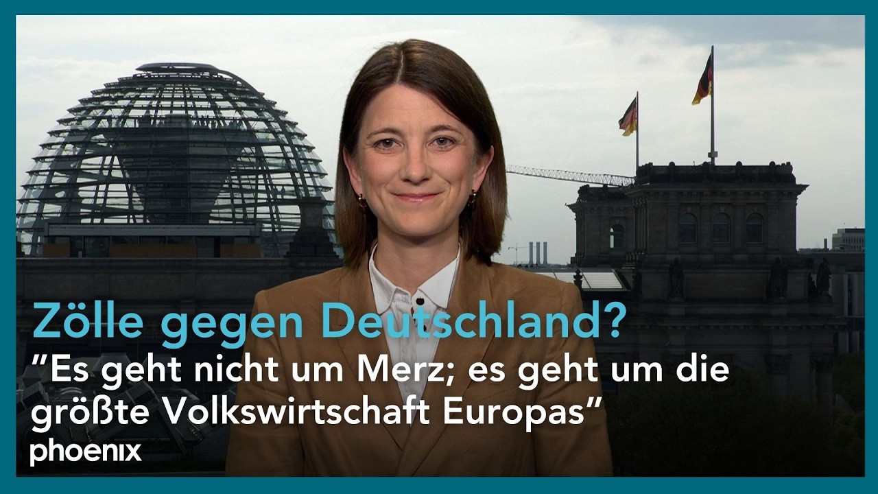 Trump-Zölle EU – EU- und US-Flaggen vor einem Konferenzgebäude – Symbolbild für Trump-Zölle gegen die EU