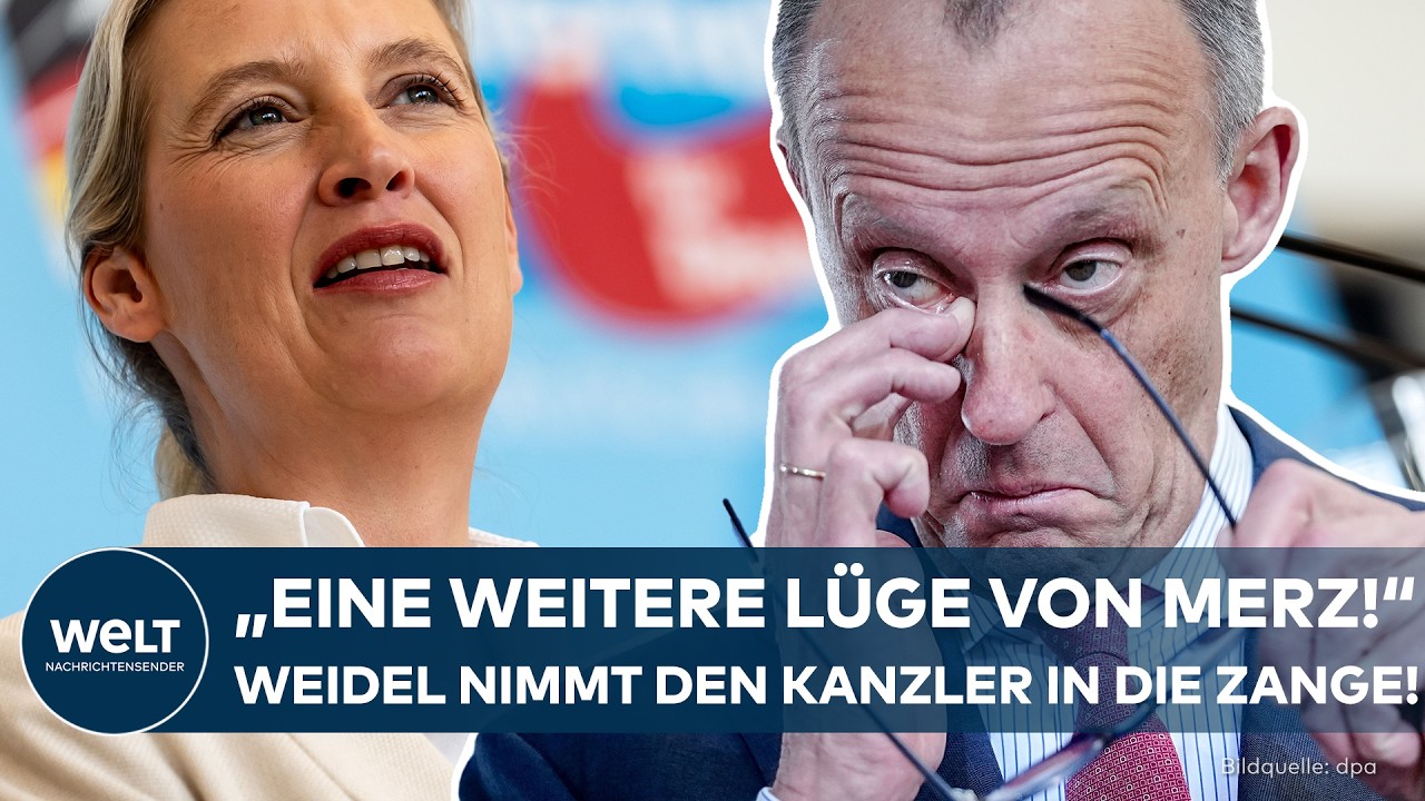 AfD Kritik Merz – Alice Weidel und Tino Chrupalla bei einer Pressekonferenz der AfD-Bundestagsfraktion mit scharfer Merz-Kri…