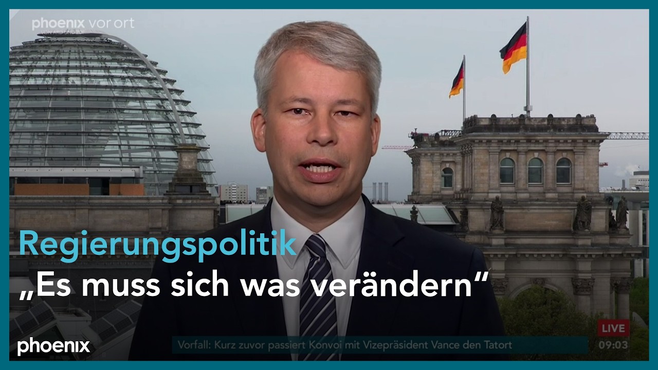 Steffen Bilger, Parlamentarischer Geschäftsführer der Unionsfraktion, vor der Kuppel des Reichstages – Koalition Union SPD
