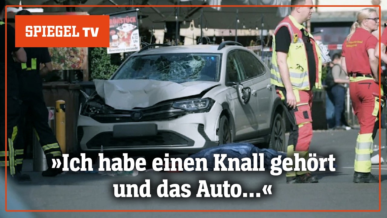 Einsatzkräfte sichern den Tatort der Amokfahrt Leipzig in der Grimmischen Straße nach dem Angriff mit einem Fahrzeug