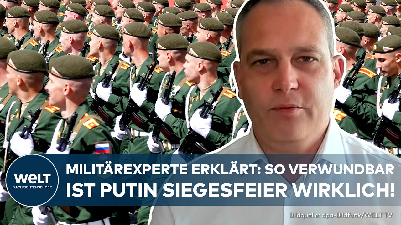 Siegesparade Moskau – Militärparade auf dem Roten Platz in Moskau zum 9. Mai – Siegesparade mit Panzern und Soldaten