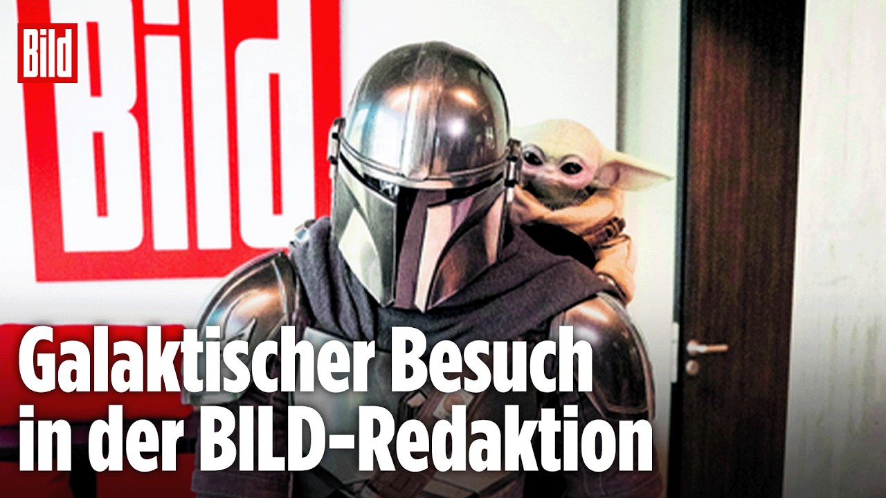 Der Mandalorier und Grogu zu Besuch in der BILD-Redaktion am Star Wars Tag am 4. Mai