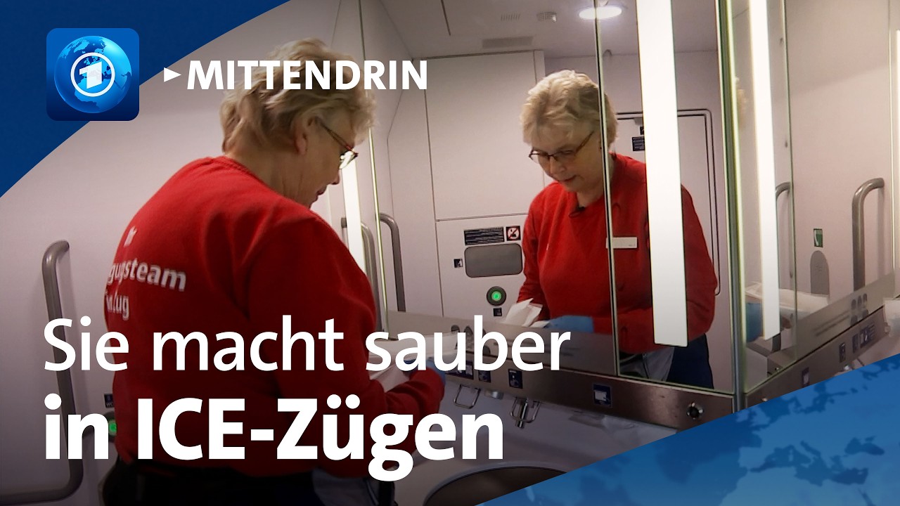 Bahn Sofortprogramm Sauberkeit – Reinigungskraft putzt die Toilette eines ICE-Zuges im Rahmen des Bahn Sofortprogramms Saube…