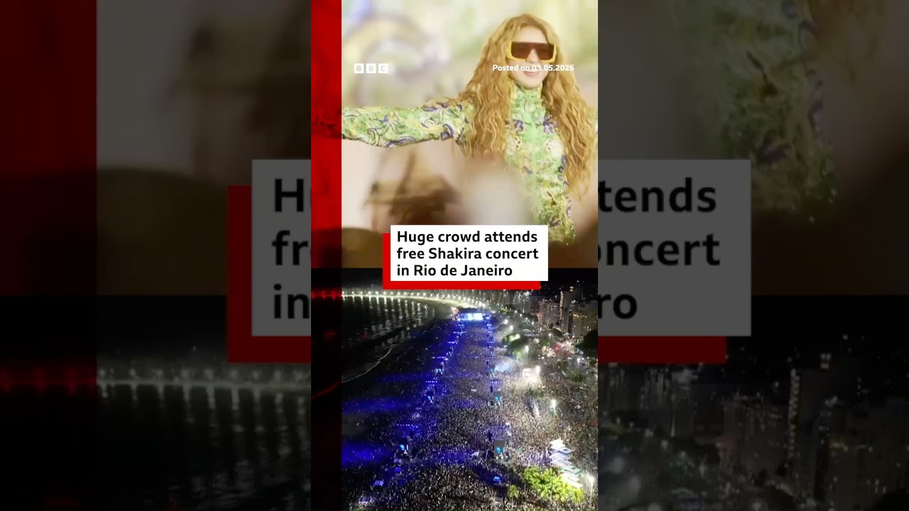 Shakira Konzert Copacabana – Shakira beim kostenlosen Konzert am Copacabana-Strand in Rio de Janeiro vor einer riesigen Mens…