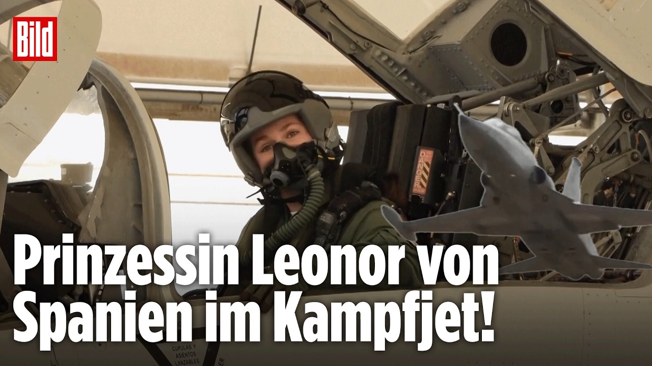 Prinzessin Leonor Militärausbildung – Prinzessin Leonor mit Daumen hoch im Cockpit eines F5-Kampfjets während ihrer Militära…