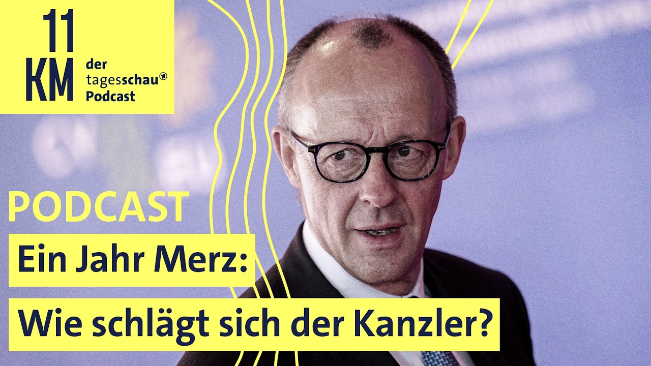 Friedrich Merz Kanzler – Friedrich Merz als Bundeskanzler bei einer Pressekonferenz im Bundeskanzleramt nach einem Jahr im A…