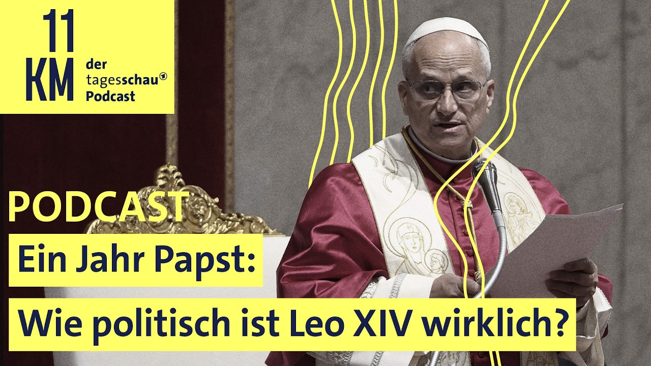 Papst Leo XIV. spricht vor Mikrofonen – Porträt des politischen Papstes Robert Francis Prevost