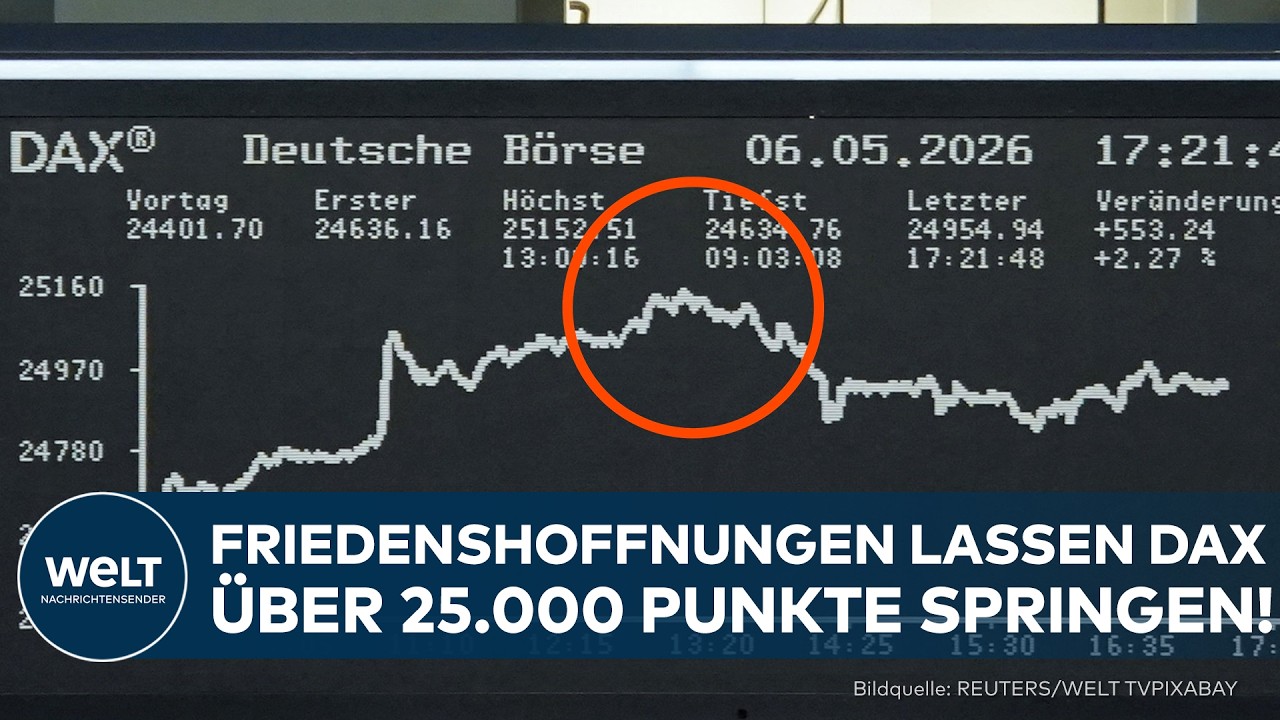 DAX 25.000 Punkte – DAX-Kurstafel zeigt Anstieg über 25.000 Punkte nach Friedenshoffnungen im Iran-Krieg