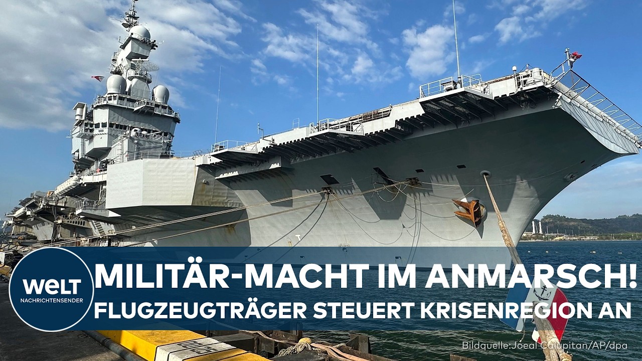 Französischer Flugzeugträger Charles de Gaulle auf dem Weg zur Straße von Hormuz im Roten Meer