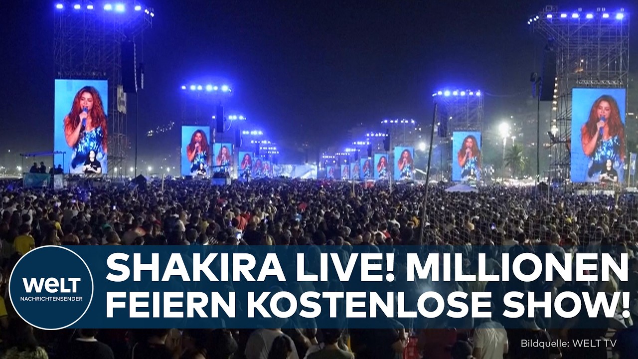 Shakira Konzert Rio de Janeiro – Shakira auf der Riesenbühne am Copacabana-Strand in Rio de Janeiro vor über zwei Millionen …