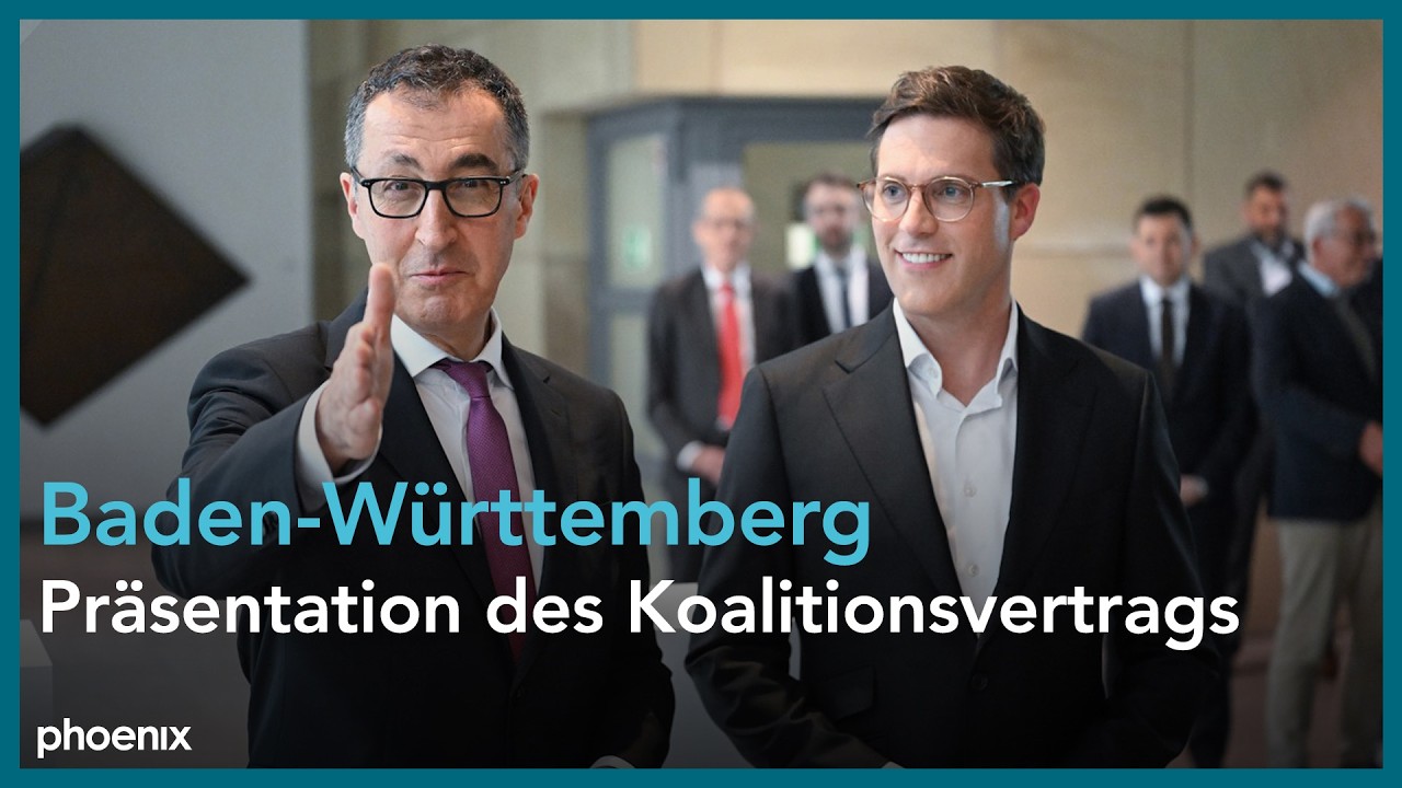 Cem Özdemir und Manuel Hagel präsentieren den Koalitionsvertrag Baden-Württemberg in Stuttgart