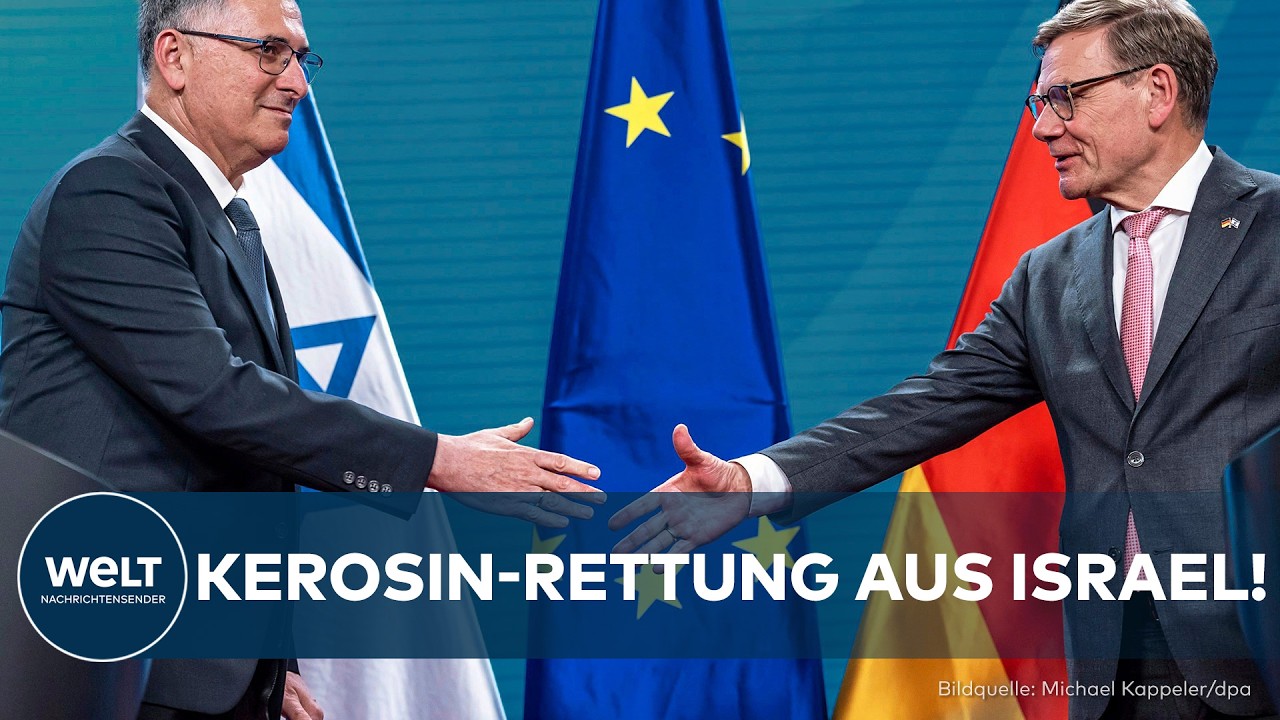 Außenminister Gideon Saar und Johann Wadephul bei der Pressekonferenz zur Kerosin Lieferung Israel Deutschland