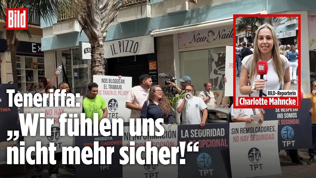 Protest Hondius Teneriffa – Hafenmitarbeiter auf Teneriffa protestieren gegen das Anlegen des Schiffes Hondius im Hafen