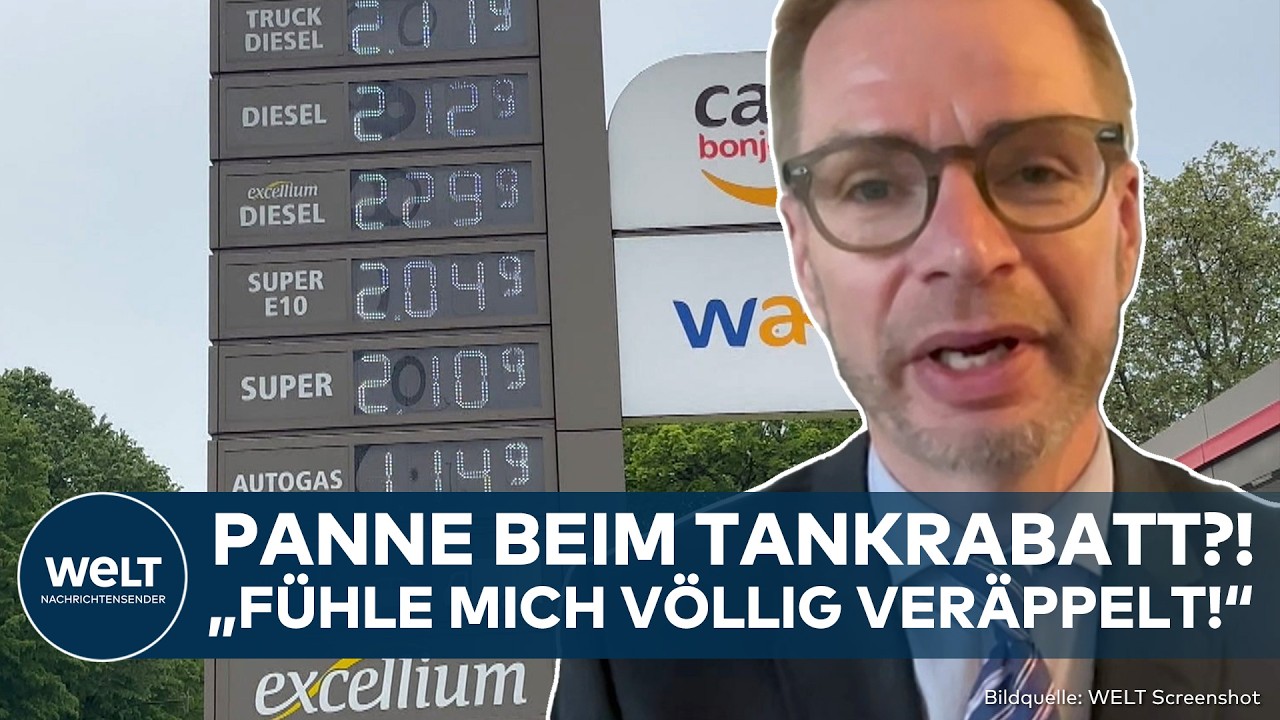 Autofahrer tankt an einer deutschen Tankstelle – Tankrabatt und hohe Spritpreise in der Kritik