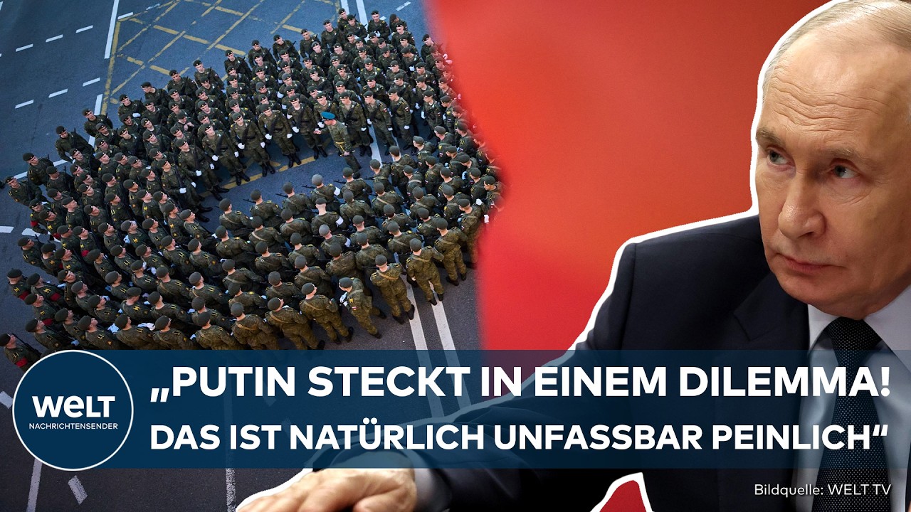 Moskauer Parade 9. Mai – Militärparade auf dem Roten Platz in Moskau am 9. Mai mit Soldaten in Formation