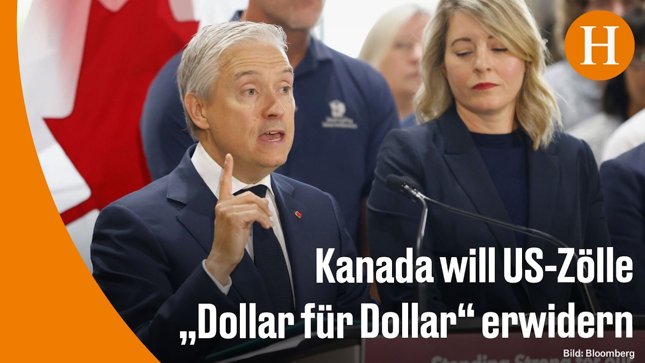 Kanadische und US-amerikanische Flaggen vor einem Zollgebäude – Symbol für Kanada Vergeltungszölle im Handelsstreit