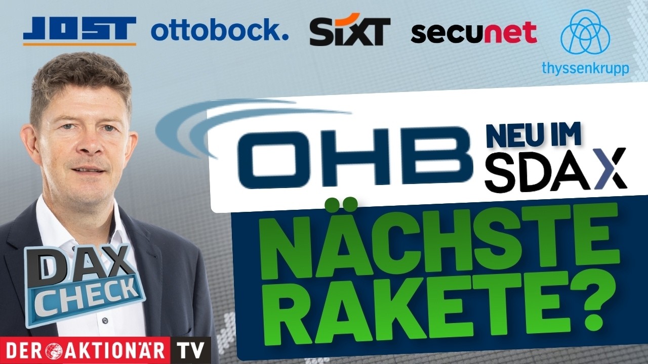 DAX-Check Börsentafel mit Kursanzeigen für Jost Werke, OHB, Ottobock und Secunet am 13. August