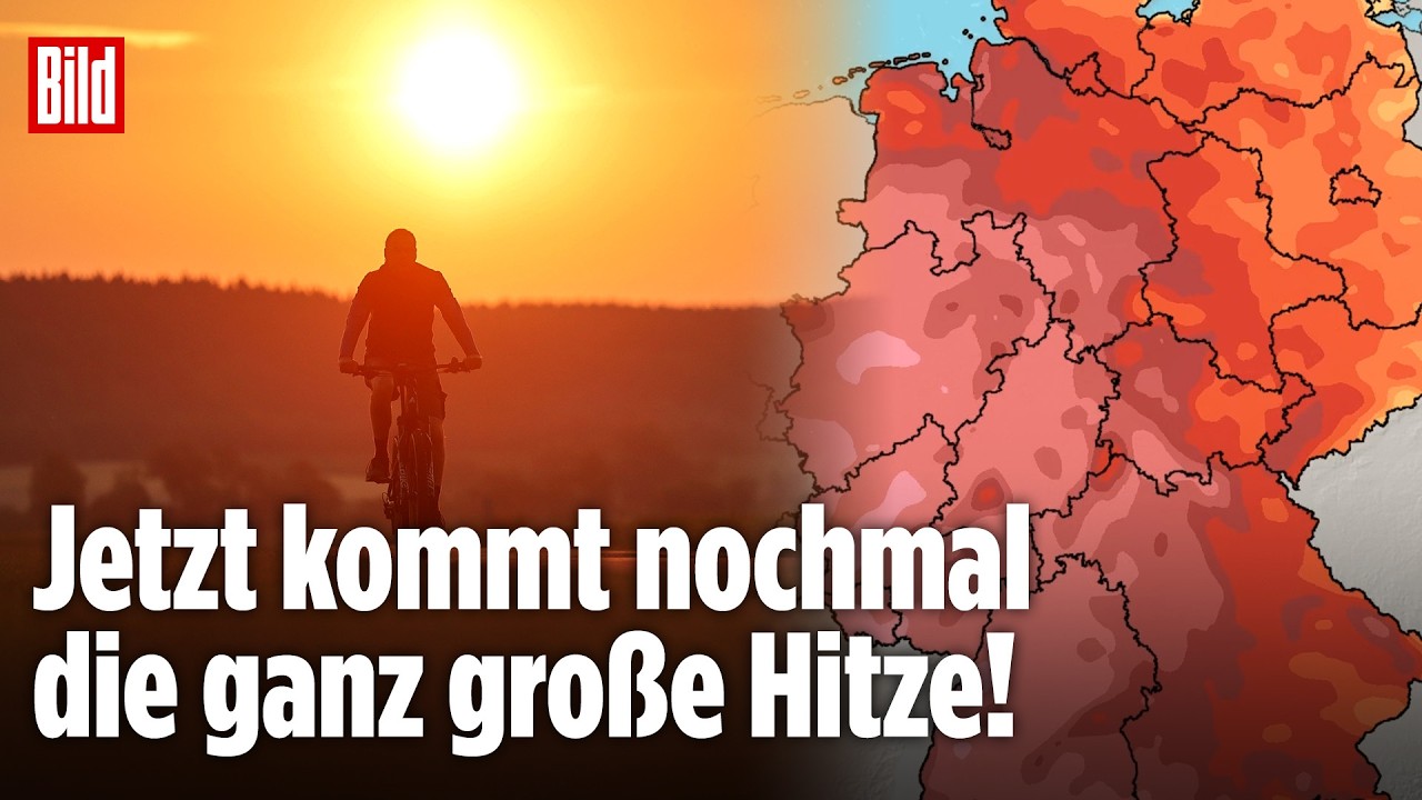 Thermometer zeigt fast 40 Grad Celsius während einer Hitzewelle in Deutschland im Sommer