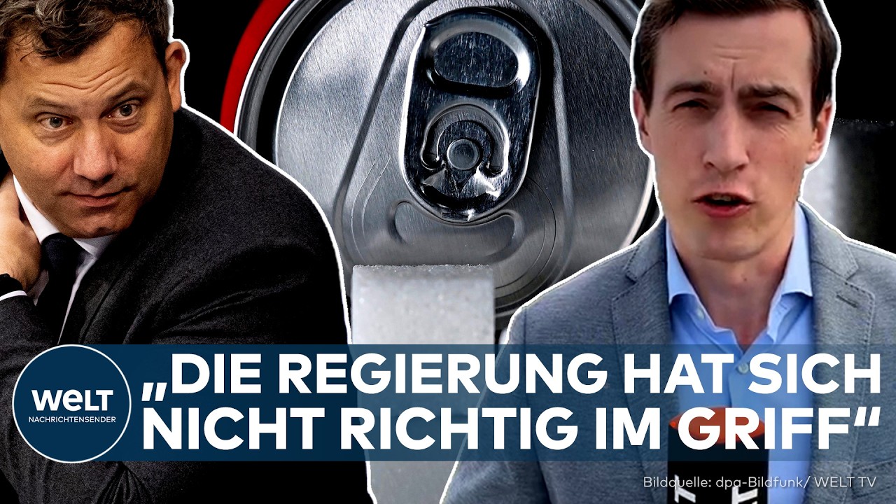 Flaschen mit zuckerhaltigen und zuckerfreien Softdrinks im Supermarktregal – Symbolbild zur Debatte über die Zuckersteuer in…