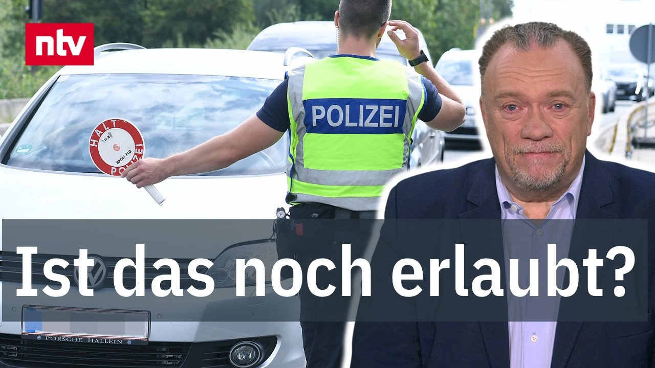 Grenzschild an einer deutschen Binnengrenze mit Kontrollpunkt – Symbol für Grenzkontrollen Deutschland im Schengen-Raum