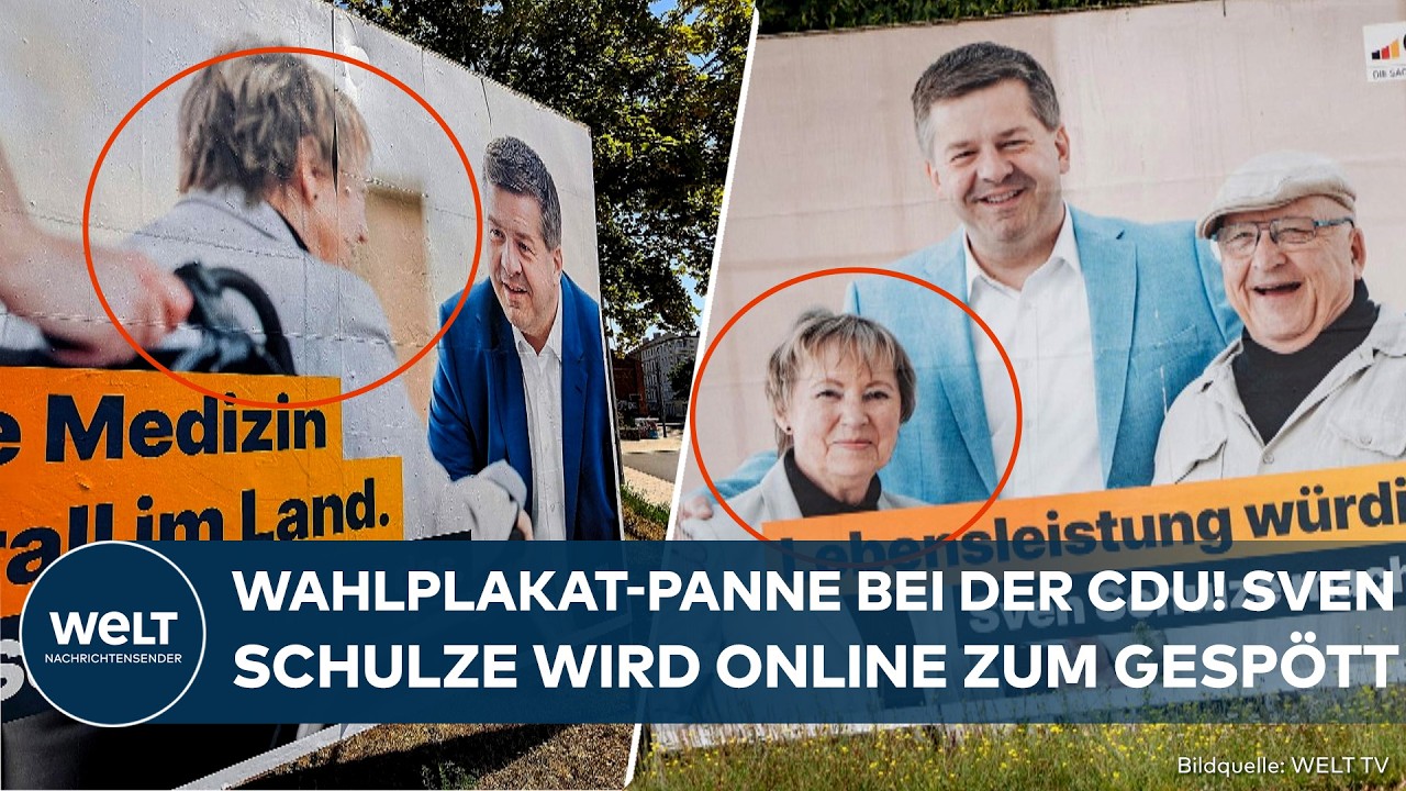 Wahlplakat-Panne CDU – CDU-Wahlplakate von Sven Schulze mit derselben Frau – einmal im Rollstuhl, einmal ohne – Wahlplakat-P…