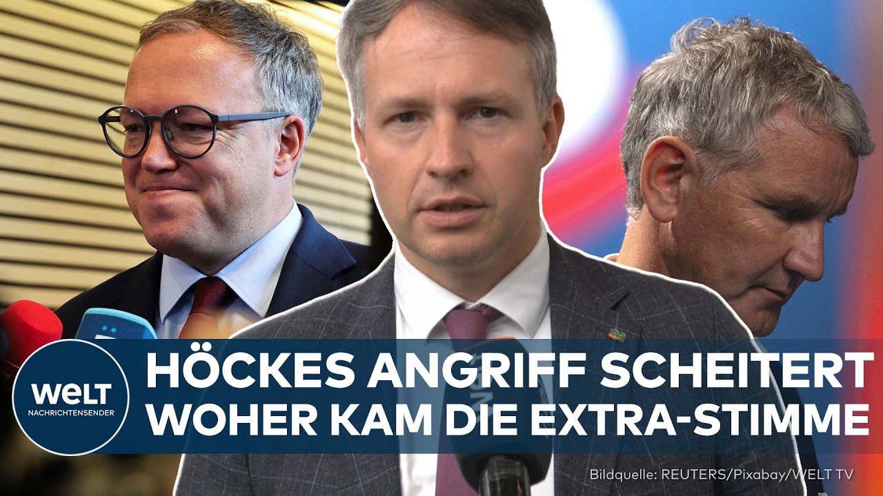 Misstrauensantrag Mario Voigt – Thüringer Landtag in Erfurt – Abstimmung über Misstrauensantrag gegen Mario Voigt