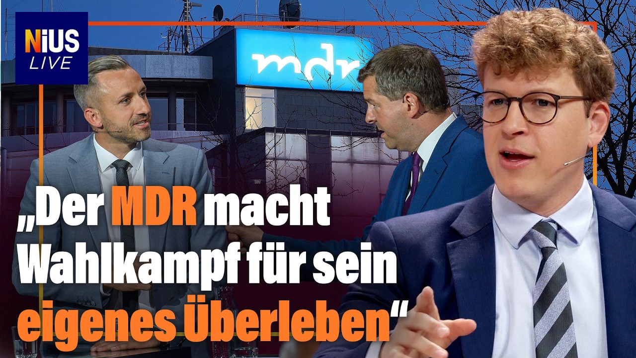 MDR Sendepause AfD – MDR-Studio mit schwarzem Bildschirm als Symbol für MDR Sendepause im AfD-Wahlkampf in Sachsen-Anhalt