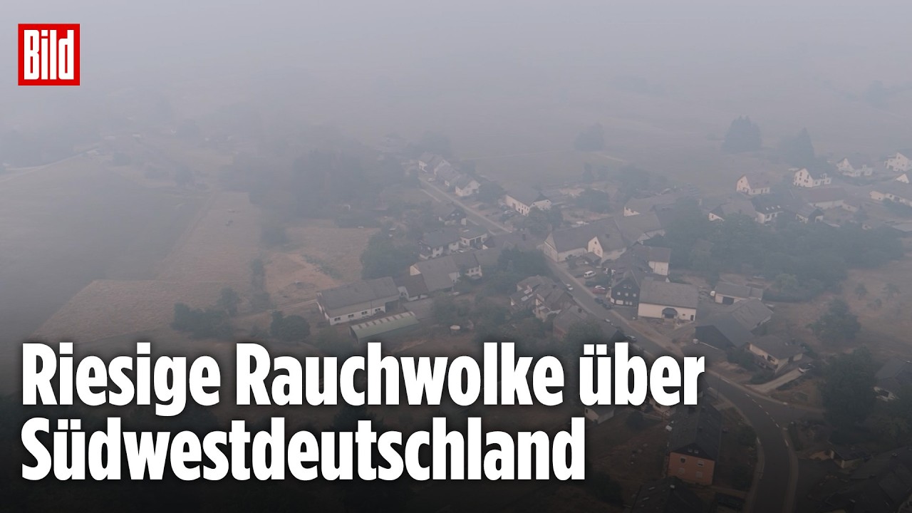 Moorbrand Belgien – Dichte Rauchwolke vom Moorbrand in Belgien zieht über die Grenze nach Deutschland – Luftaufnahme