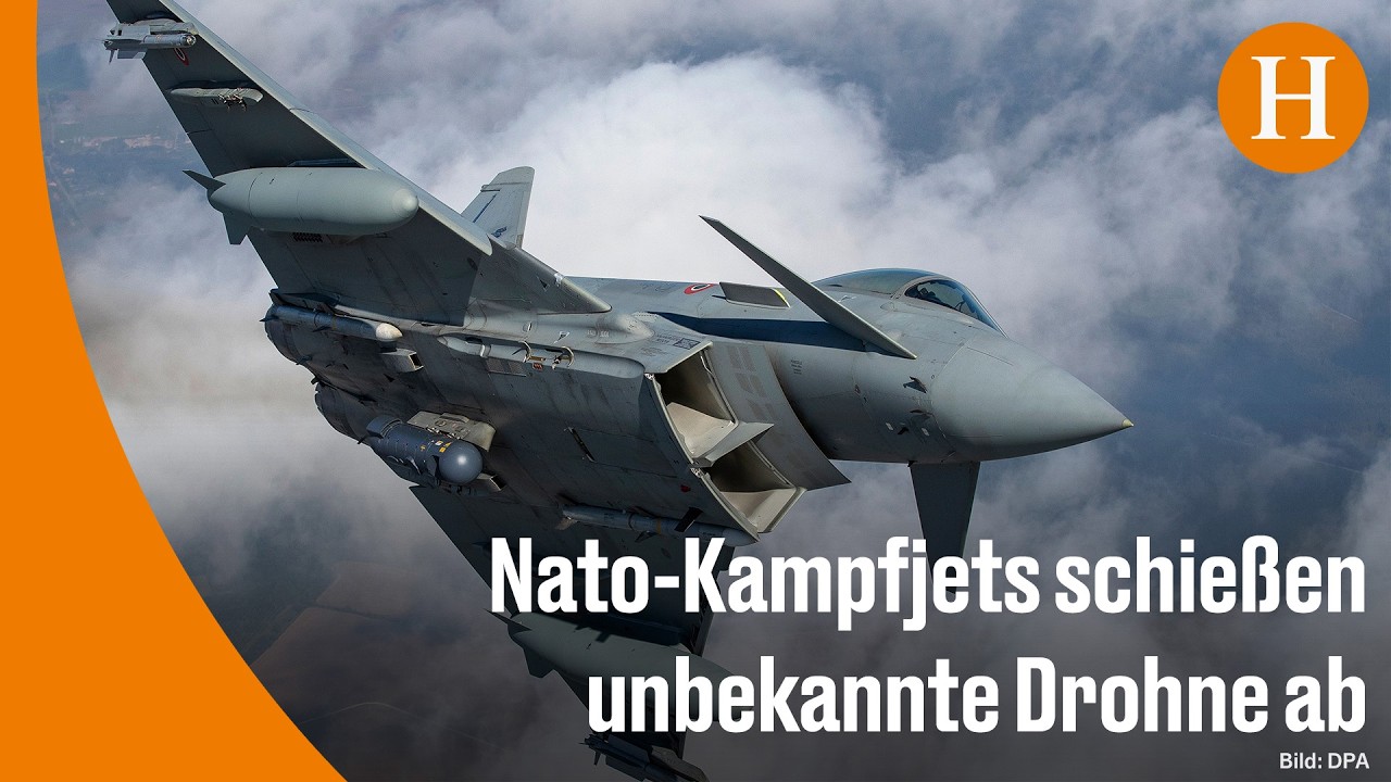 Drohne Lettland – NATO-Kampfjet am Himmel über Lettland nach dem Abschuss einer unbekannten Drohne über dem Baltikum