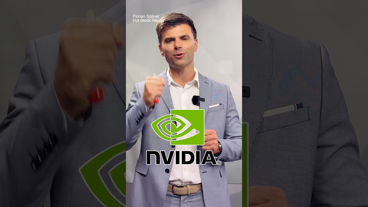 Nvidia-Logo auf einem Bildschirm neben Börsenkurs-Charts – Nvidia Aktie im Aufwärtstrend