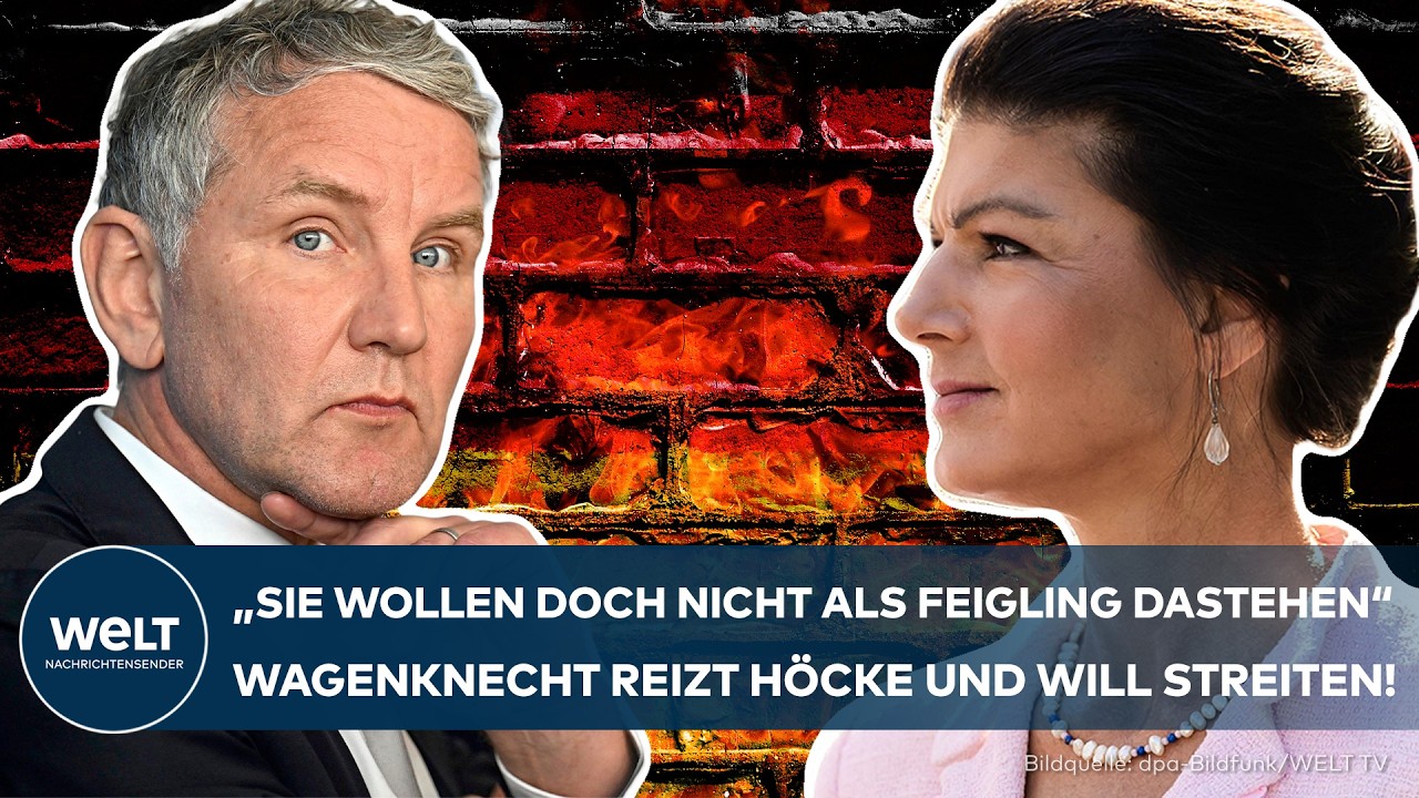 Wagenknecht Höcke Rededuell – Sahra Wagenknecht und Björn Höcke beim Wagenknecht-Höcke-Rededuell auf einer Bühne