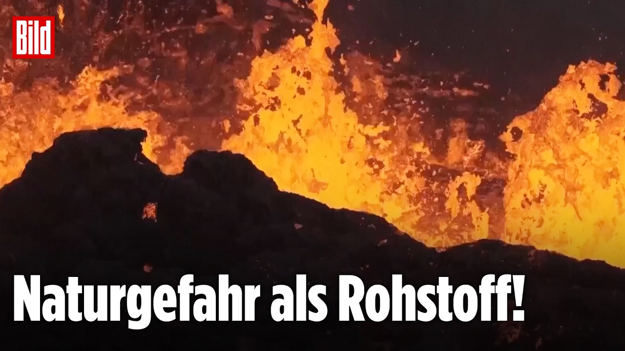 Glühender Lavastrom auf Island – Lava als Baustoff der Zukunft statt CO2-intensivem Zement