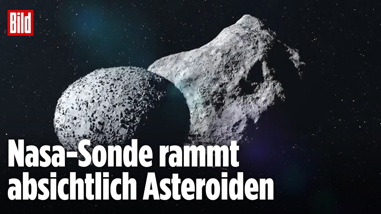 Illustration der Hera-Sonde der ESA im Anflug auf den Doppelasteroiden Didymos im Weltall