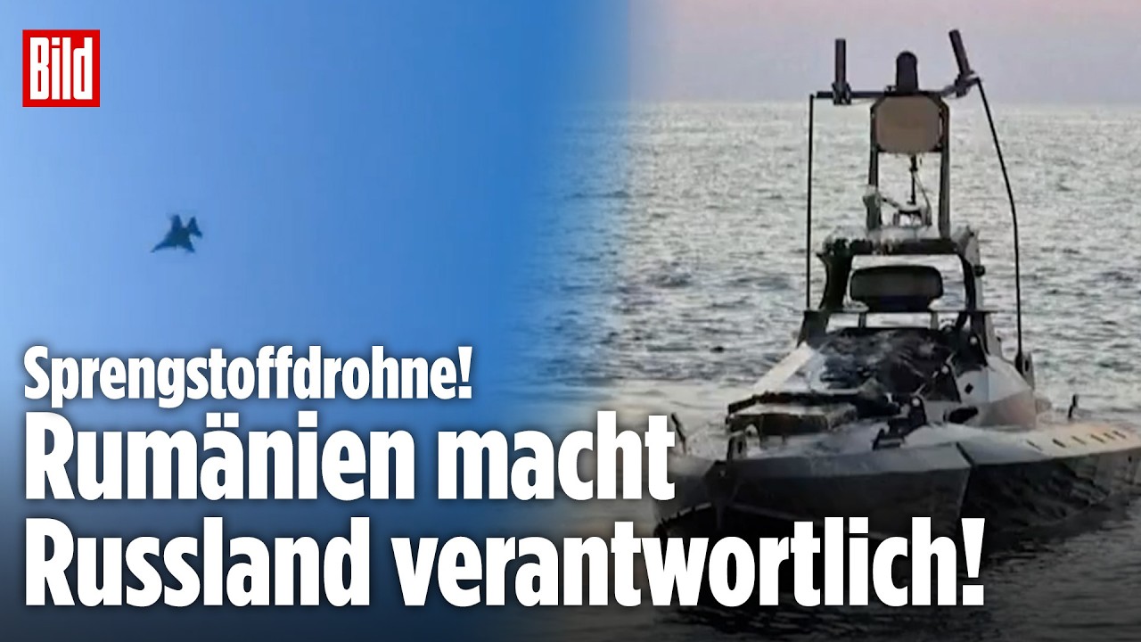 Rumänischer Kampfjet im Einsatz über dem Schwarzen Meer zur Abwehr einer Sprengstoff-Drohne nahe einer Gasplattform