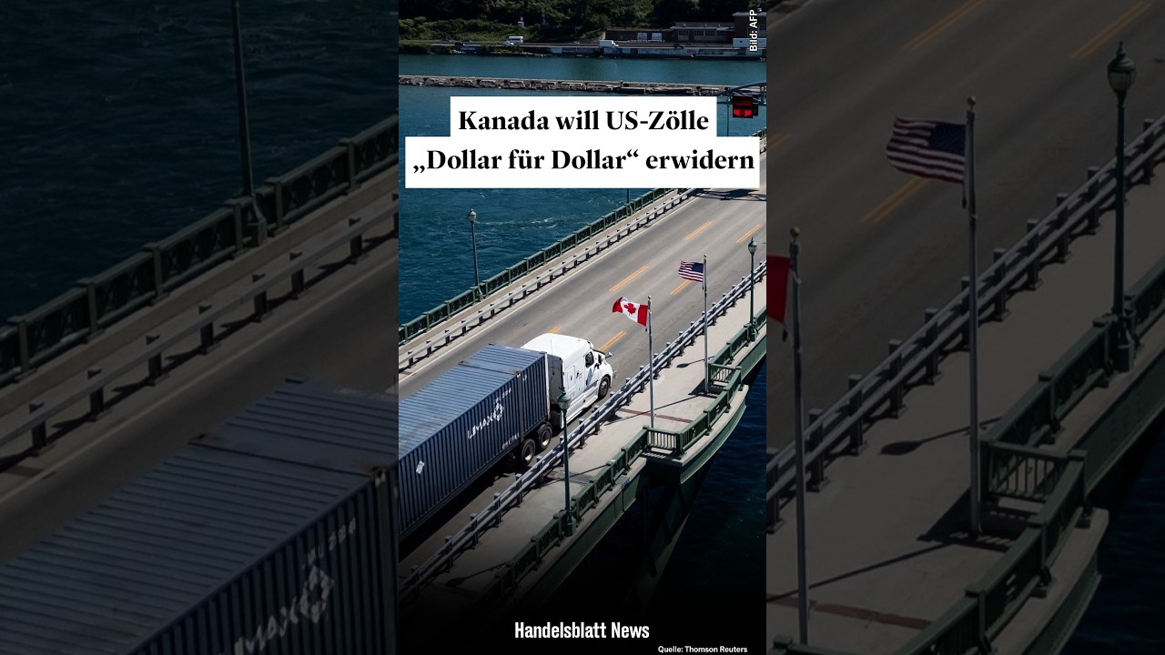 Kanadische und US-amerikanische Flaggen nebeneinander – Symbol für den Zollstreit USA Kanada