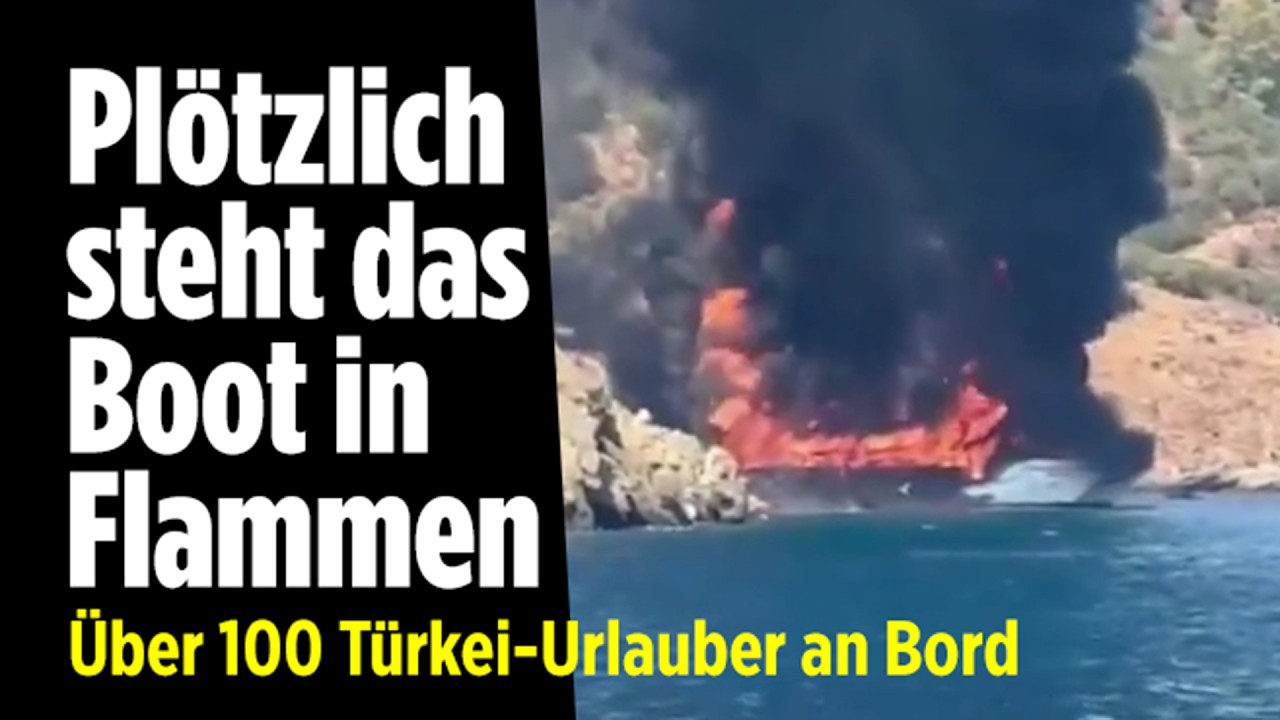 Brennendes Ausflugsboot vor der türkischen Küste – Bootsfeuer Türkei mit 115 geretteten Passagieren