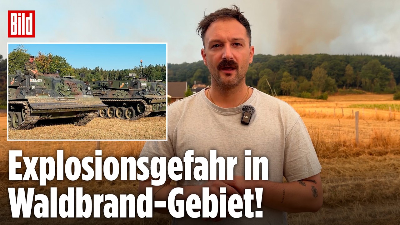 Waldbrand Hürtgenwald – Rauchwolken und Flammen des Waldbrands Hürtgenwald steigen über dem Ortsteil Gai im Kreis Düren auf