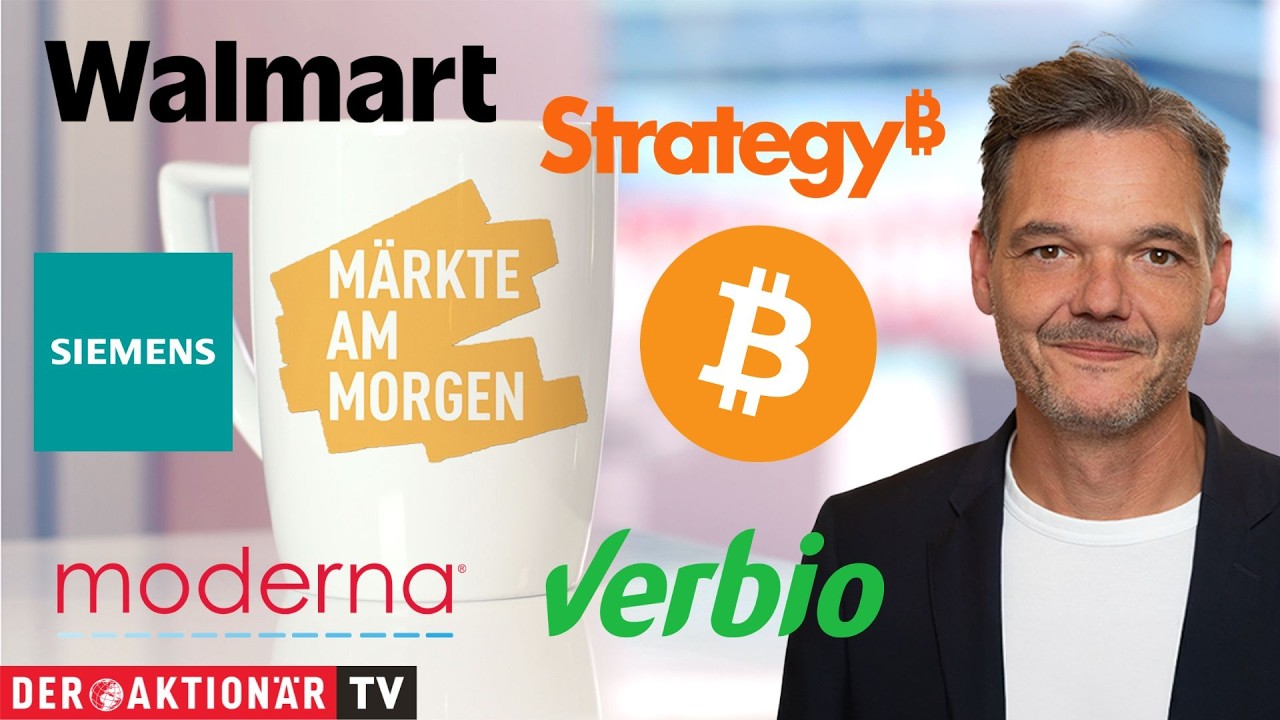 Händler an der Börse beobachten Kursbewegungen – Märkte am Morgen mit DAX, Bitcoin und Walmart im Fokus