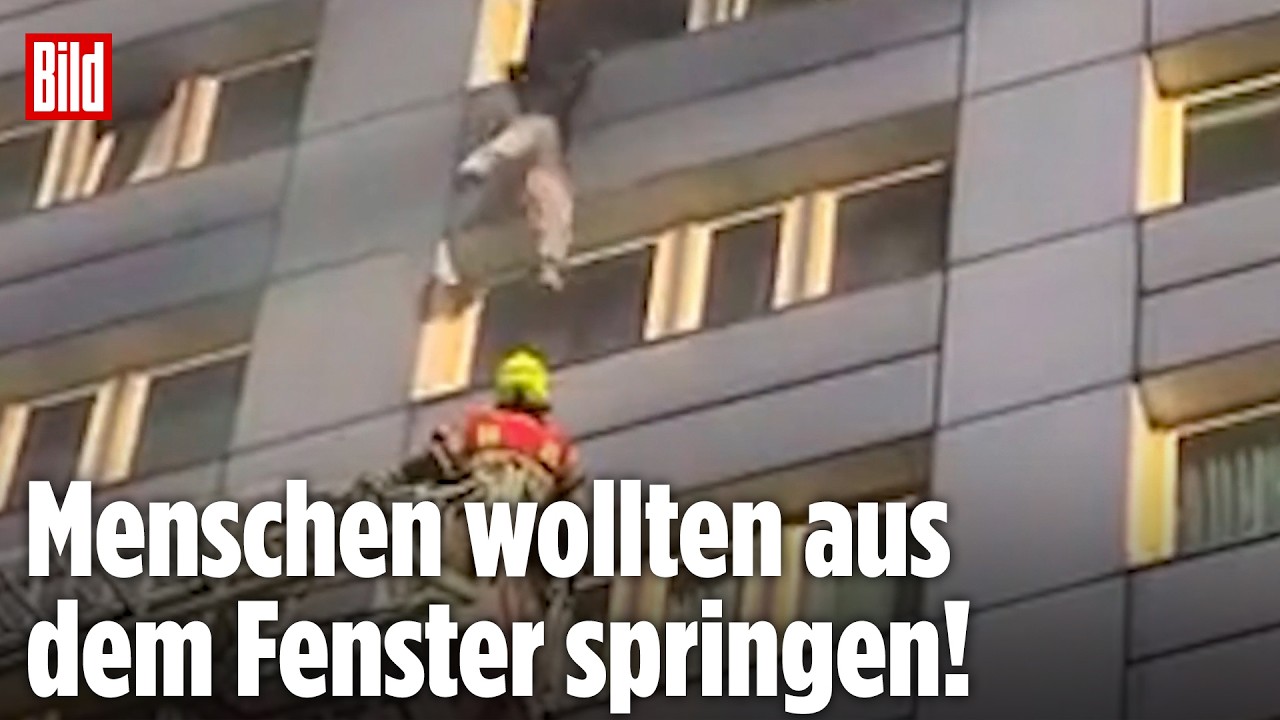 Hochhausbrand Berlin – Feuerwehr löscht Hochhausbrand in Berlin nahe dem Ostbahnhof, Drehleiter im Einsatz
