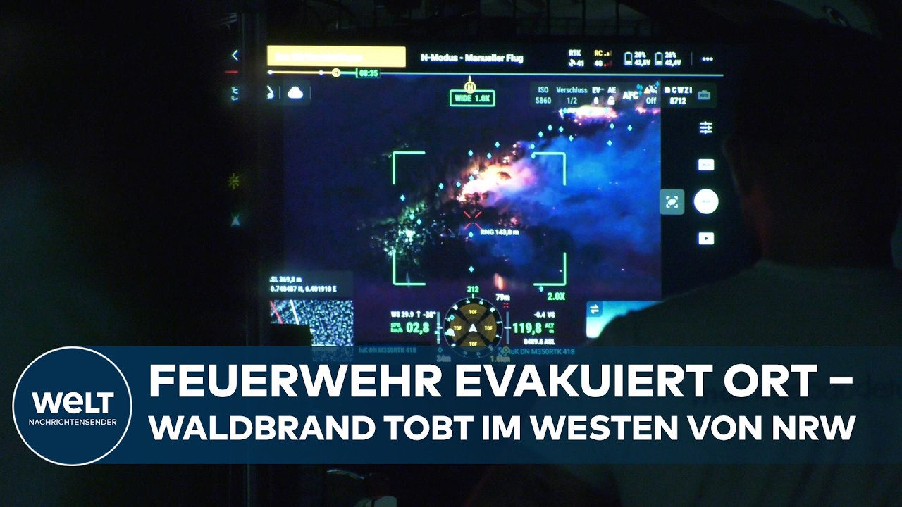Waldbrand Hürtgenwald – Flammen lodern im Wald nahe der Gemeinde, Feuerwehr im Großeinsatz