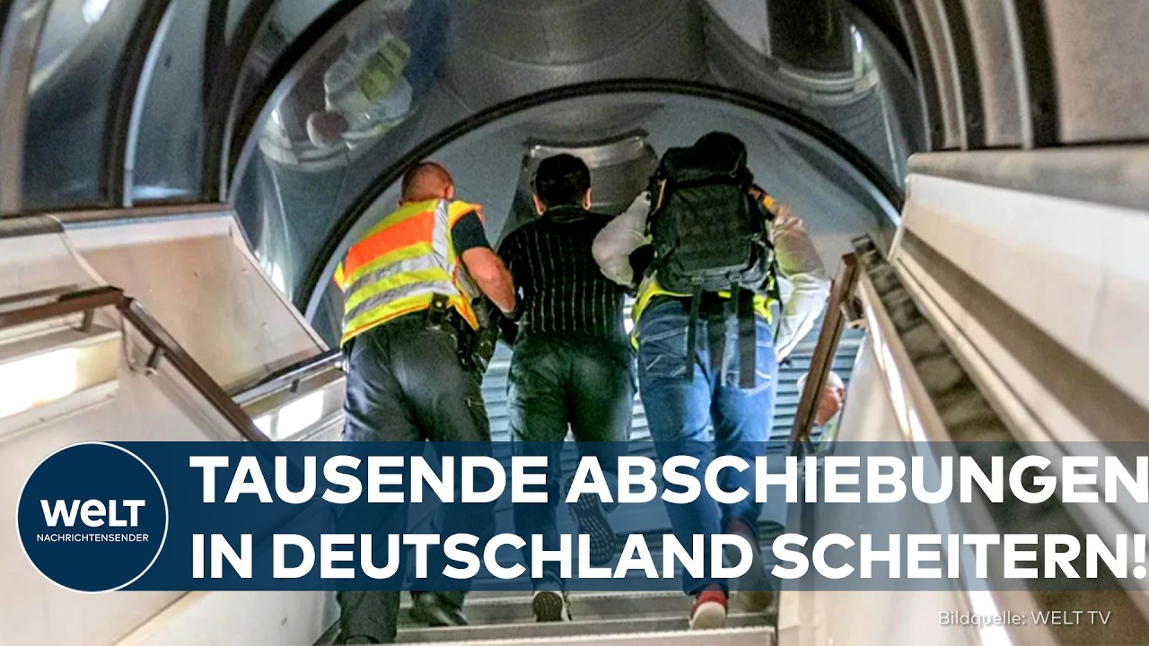 Polizeibeamte begleiten eine Abschiebung am Flughafen – Abschiebung Deutschland symbolisch dargestellt
