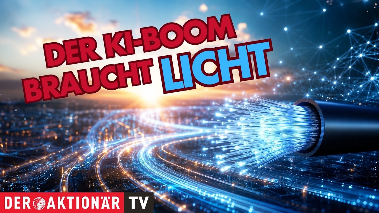 Glasfaserkabel und Lichtsignale als Symbol für optische Netzwerke in KI-Rechenzentren
