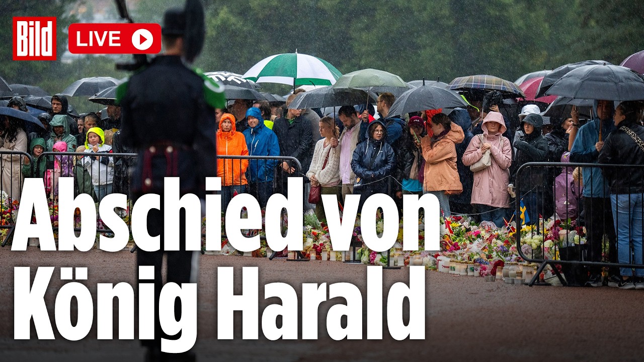 König Harald V. Norwegen – Gedenkgottesdienst für König Harald V. von Norwegen in der Osloer Domkirche mit Kerzen und Trauer…