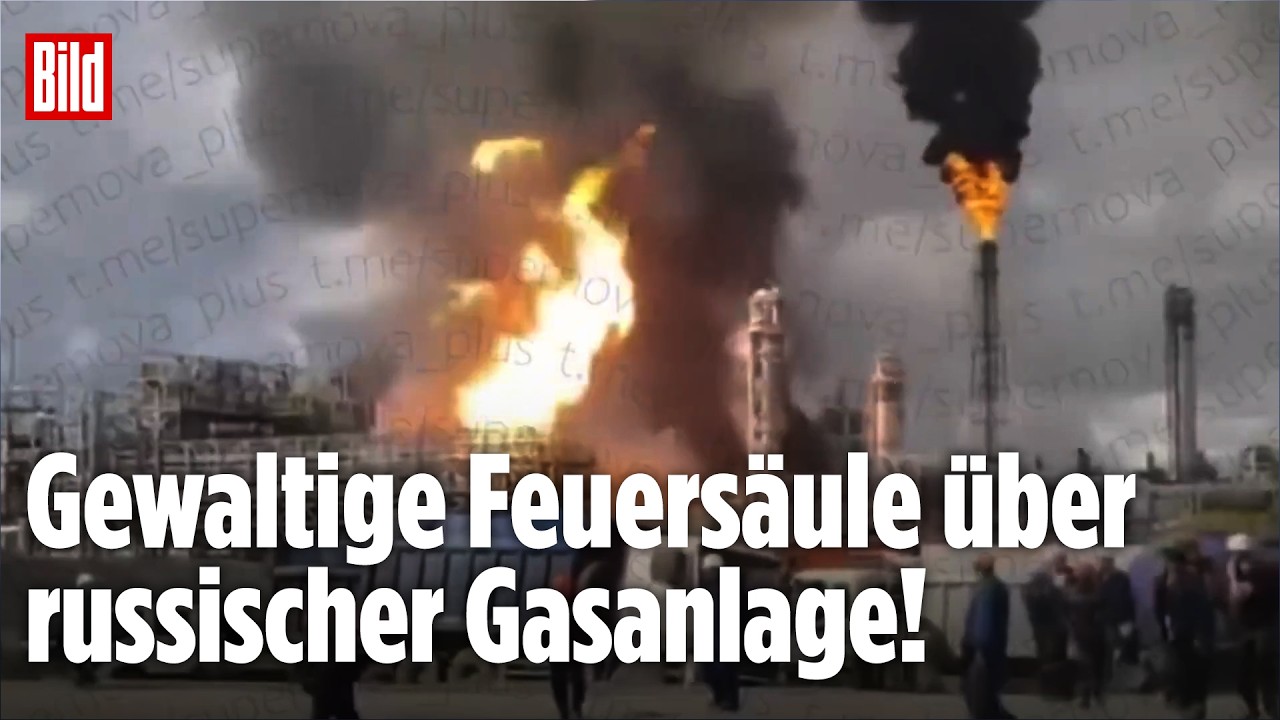 Amur Gaskomplex Brand – Gewaltige Feuersäule und schwarzer Rauch über dem Amur Gaskomplex im Fernen Osten Russlands