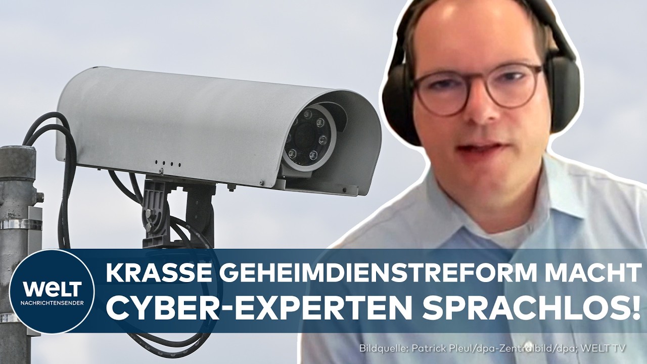 Symbolbild zur deutschen Geheimdienstreform: Serverraum mit Sicherheitscode und BND-Logo im Hintergrund